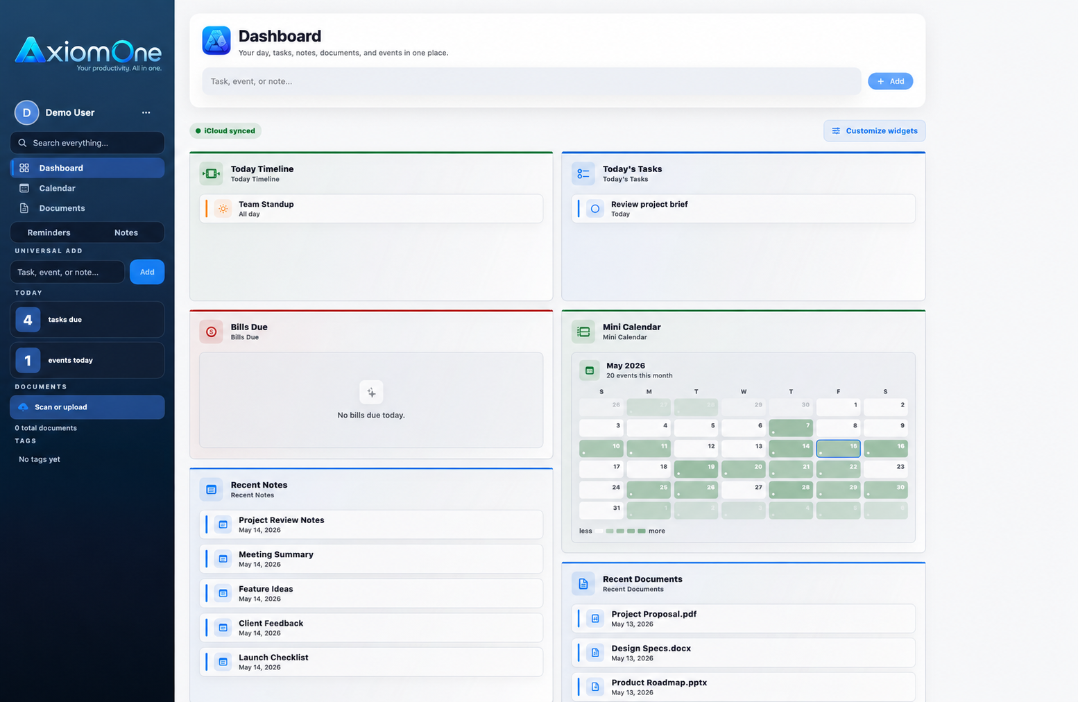 AxiomOne Dashboard