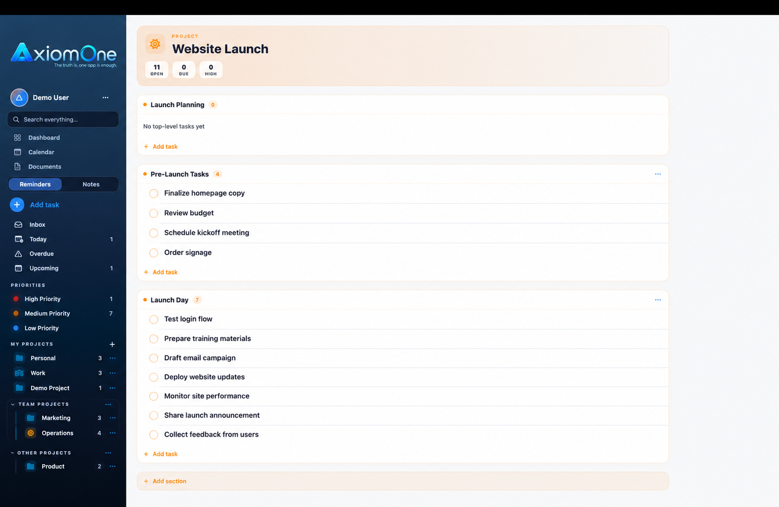 AxiomOne Reminders on macOS
